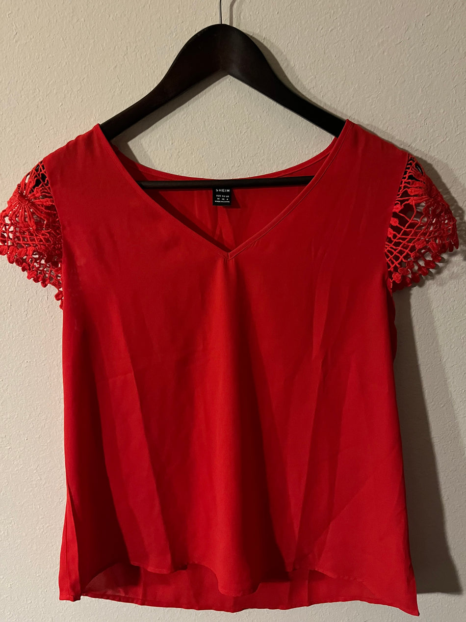 Shein Women's Lace Short Sleeve Top Size M -Zshop